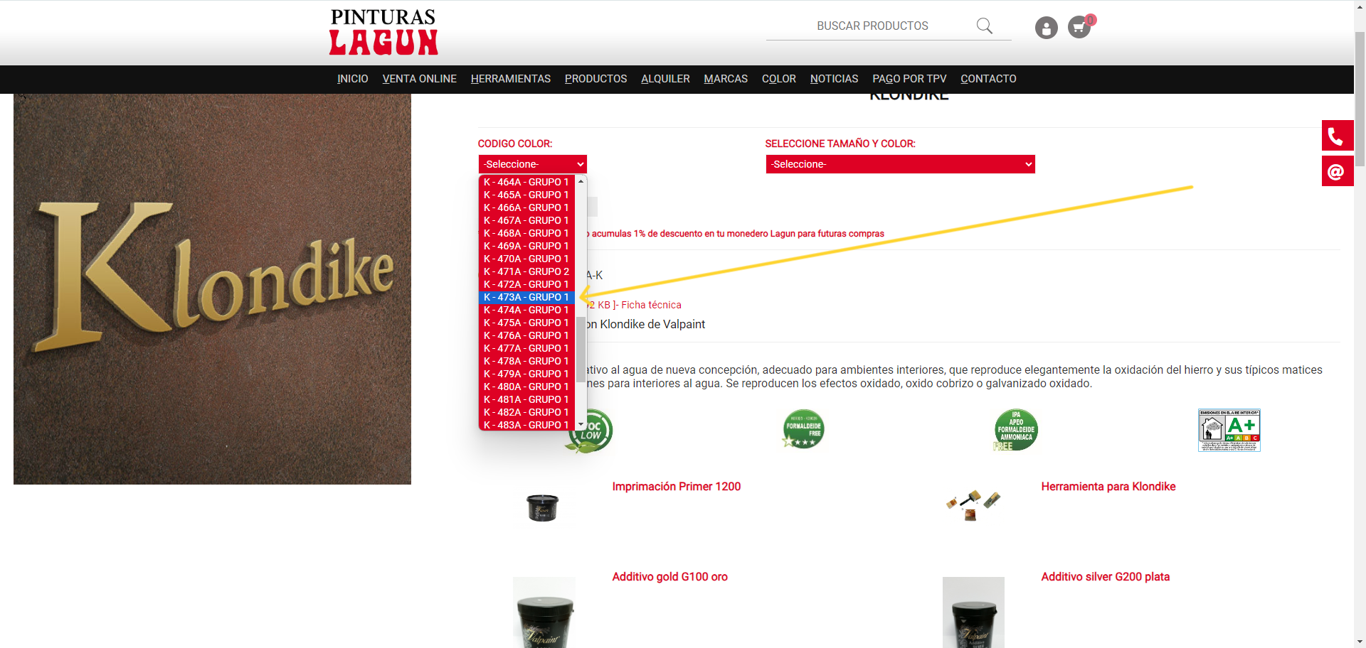 Seleccionar codigo color para Klondike